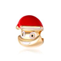 Enamel Zinc Alloy European Beads, Christmas Hat, gold color plated, red, 10-15mm Approx 4-4.5mm 