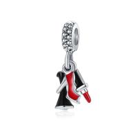 Zinc Alloy European Pendants, silver color plated, enamel, black and red, 10-30mm Approx 4-4.5mm 
