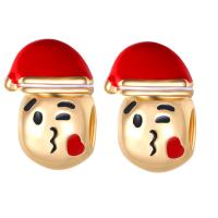 Enamel Zinc Alloy European Beads, emotion, gold color plated, black and red, 10-15mm Approx 4-4.5mm 