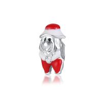 Enamel Zinc Alloy European Beads, Santa Claus, silver color plated, 10-15mm Approx 4-4.5mm 