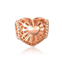 Zinc Alloy European Beads, Heart, rose gold color plated, hollow, 10-15mm Approx 4-4.5mm 