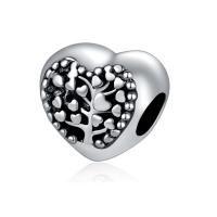 Zinc Alloy European Beads, Heart, antique silver color plated, 10-15mm Approx 4-4.5mm 