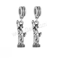 Zinc Alloy European Pendants, Lady Liberty, antique silver color plated, folk style, 10-30mm Approx 4-4.5mm 