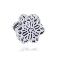 Zinc Alloy European Beads, Flower, antique silver color plated, hollow, 10-15mm Approx 4-4.5mm 