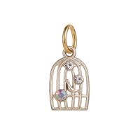 Zinc Alloy European Pendants, Cage, gold color plated, with rhinestone, 10-30mm Approx 4-4.5mm 