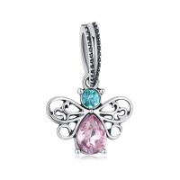 Zinc Alloy European Pendants, Butterfly, antique silver color plated, with rhinestone & hollow, 10-30mm Approx 4-4.5mm 