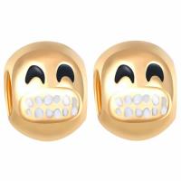 Enamel Zinc Alloy European Beads, emotion, gold color plated, 10-15mm Approx 4-4.5mm 