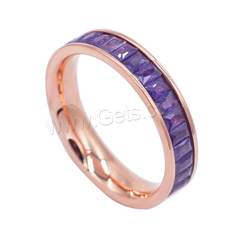 Titanium Steel Finger Ring, rose gold color plated, different size for choice & for woman & with rhinestone, more colors for choice, 4.3mm, Sold By PC