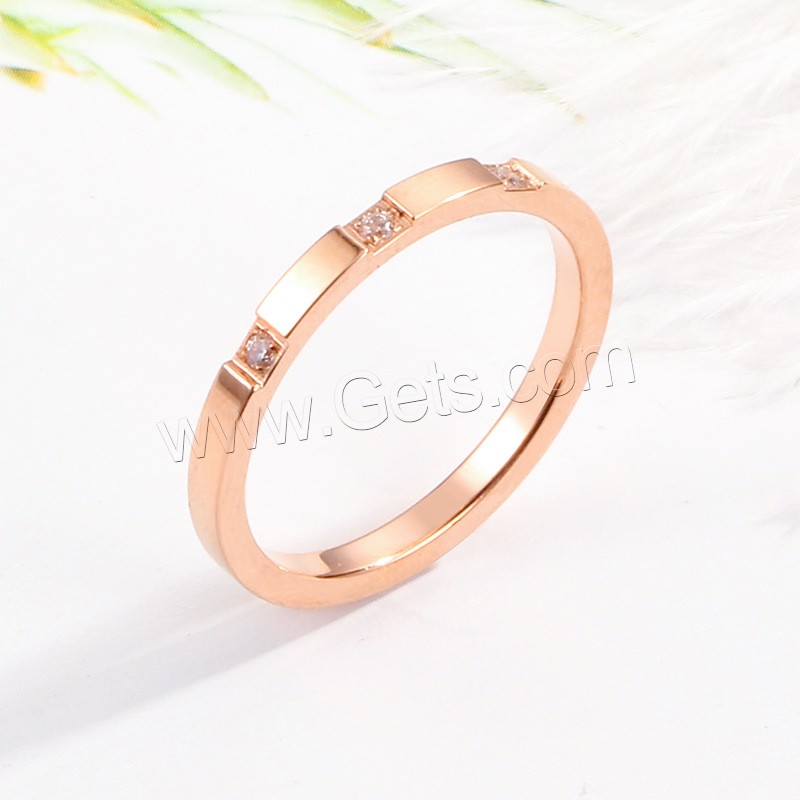 Titanium Steel Finger Ring, plated, different size for choice & for woman & with rhinestone, more colors for choice, 4mm, Sold By PC