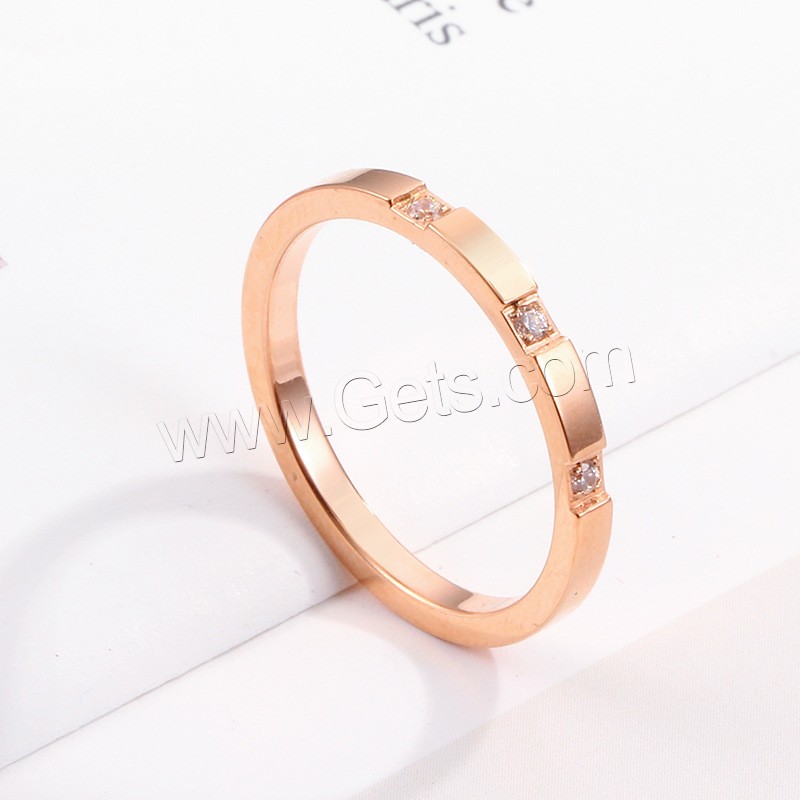 Titanium Steel Finger Ring, plated, different size for choice & for woman & with rhinestone, more colors for choice, 4mm, Sold By PC