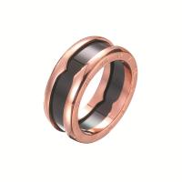 Titanium Steel Finger Ring, with Porcelain, rose gold color plated, Unisex 
