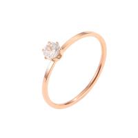Titanium Steel Finger Ring, rose gold color plated & for woman & with cubic zirconia, 1mm 