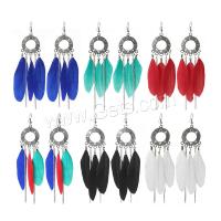 Zinc Alloy Tassel Earring, with Feather, plated, fashion jewelry & for woman 