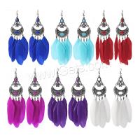 Zinc Alloy Tassel Earring, with Feather, plated, vintage & fashion jewelry & for woman 