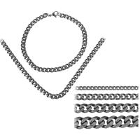 Fashion Stainless Steel Jewelry Sets, bracelet & necklace, Unisex & curb chain, original color Approx 23.5 Inch, Approx 8 Inch 