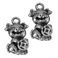 Zinc Alloy Animal Pendants, Pig, antique silver color plated, fashion jewelry & blacken Approx 2.5mm 