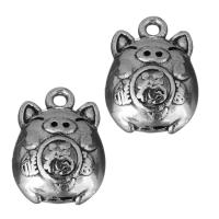 Zinc Alloy Animal Pendants, Pig, antique silver color plated, fashion jewelry Approx 1.5mm 