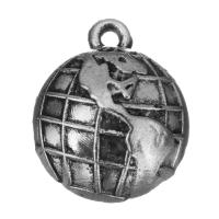 Zinc Alloy Jewelry Pendants, Globe, antique silver color plated, fashion jewelry Approx 2mm 