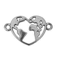 Zinc Alloy Charm Connector, Heart, antique silver color plated, 1/1 loop Approx 2mm 