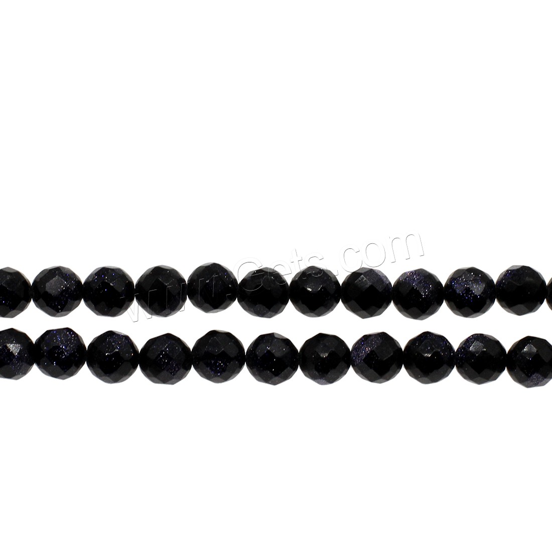 Blaue Goldstein Perlen, blauer Goldsand, rund, verschiedene Größen vorhanden & facettierte, schwarz, Bohrung:ca. 1mm, verkauft von Strang