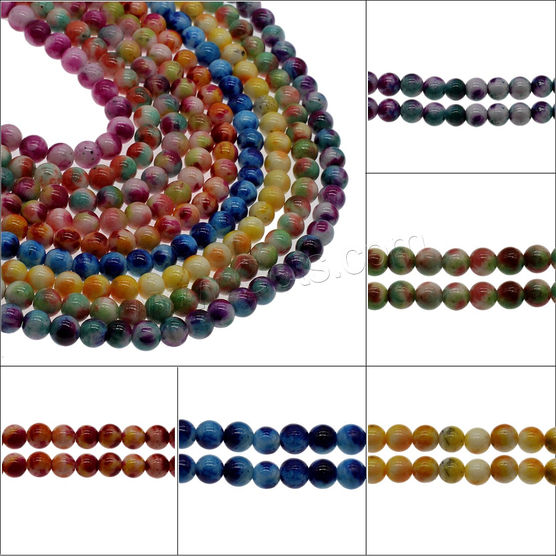 Jade Rainbow Beads, Round, different size for choice, more colors for choice, Hole:Approx 1mm, Sold By Strand