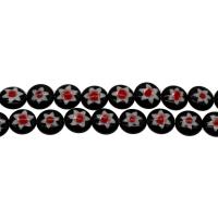 Millefiori Lampwork Beads, Flat Round, black, 10*4mm Approx 0.5mm, Approx 