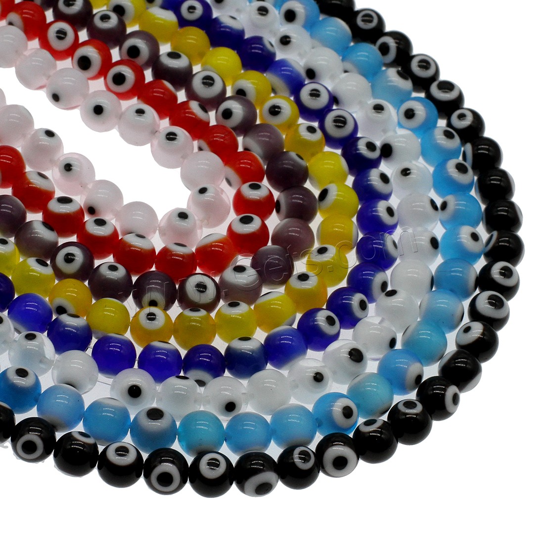 Perles de Murano Evil Eye, chalumeau, Rond, motif de mauvais œil & normes différentes pour le choix, plus de couleurs à choisir, Trou:Environ 1mm, Vendu par brin