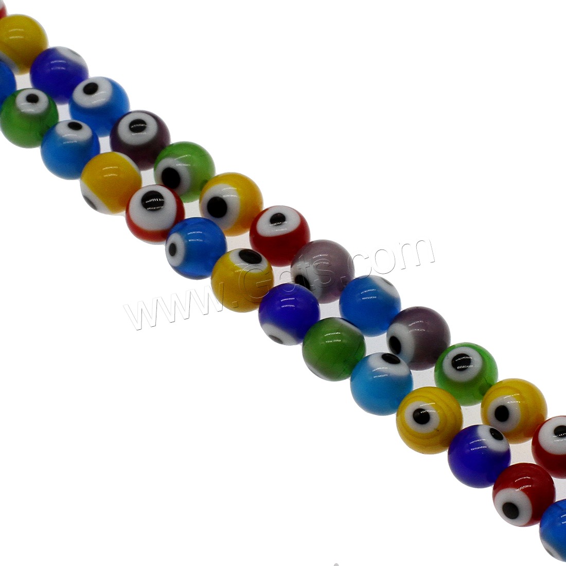 Evil Eye Lampwork Beads, Round, evil eye pattern & different size for choice, mixed colors, Hole:Approx 1mm, Sold By Strand