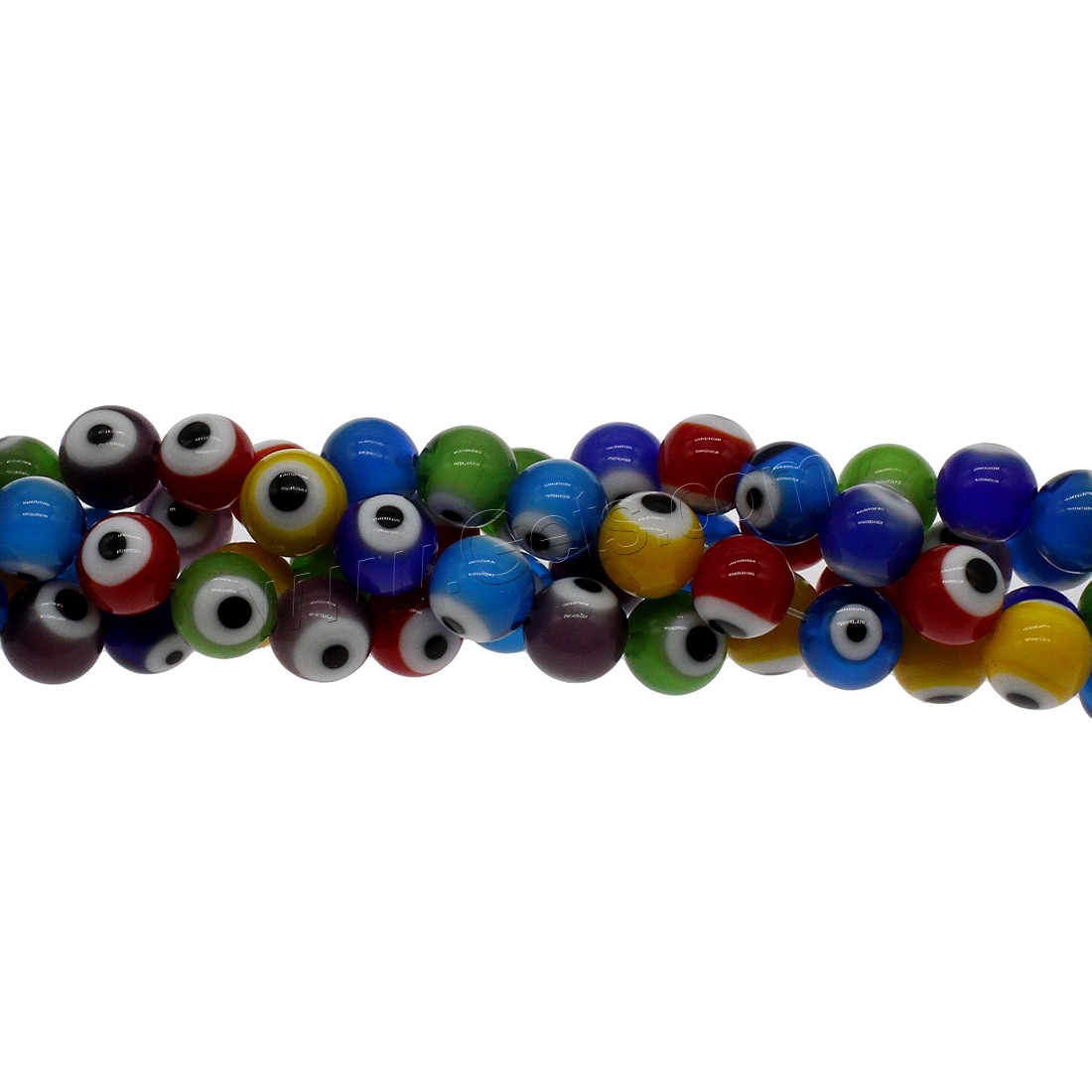 Evil Eye Lampwork Beads, Round, evil eye pattern & different size for choice, mixed colors, Hole:Approx 1mm, Sold By Strand