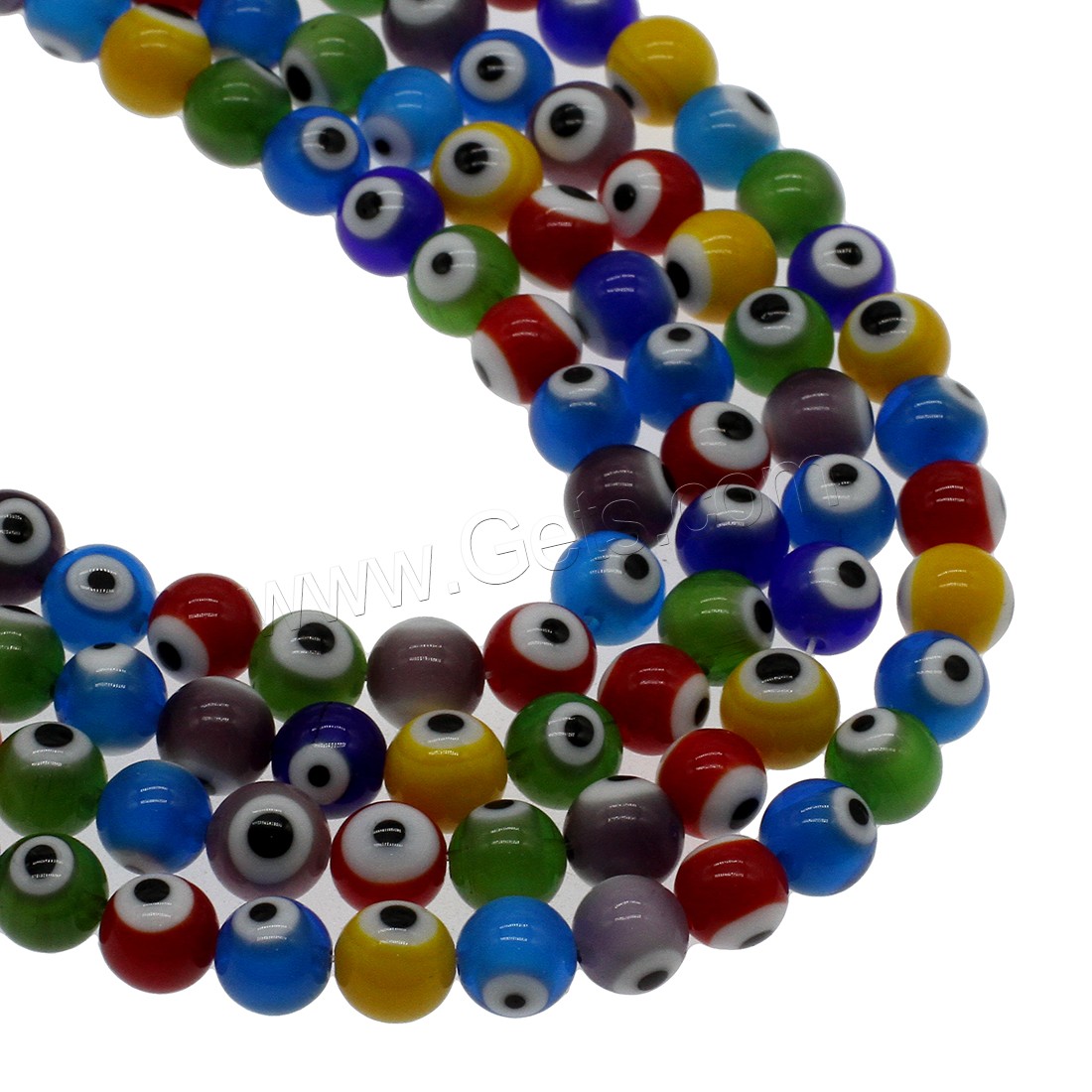 Perles de Murano Evil Eye, chalumeau, Rond, motif de mauvais œil & normes différentes pour le choix, couleurs mélangées, Trou:Environ 1mm, Vendu par brin