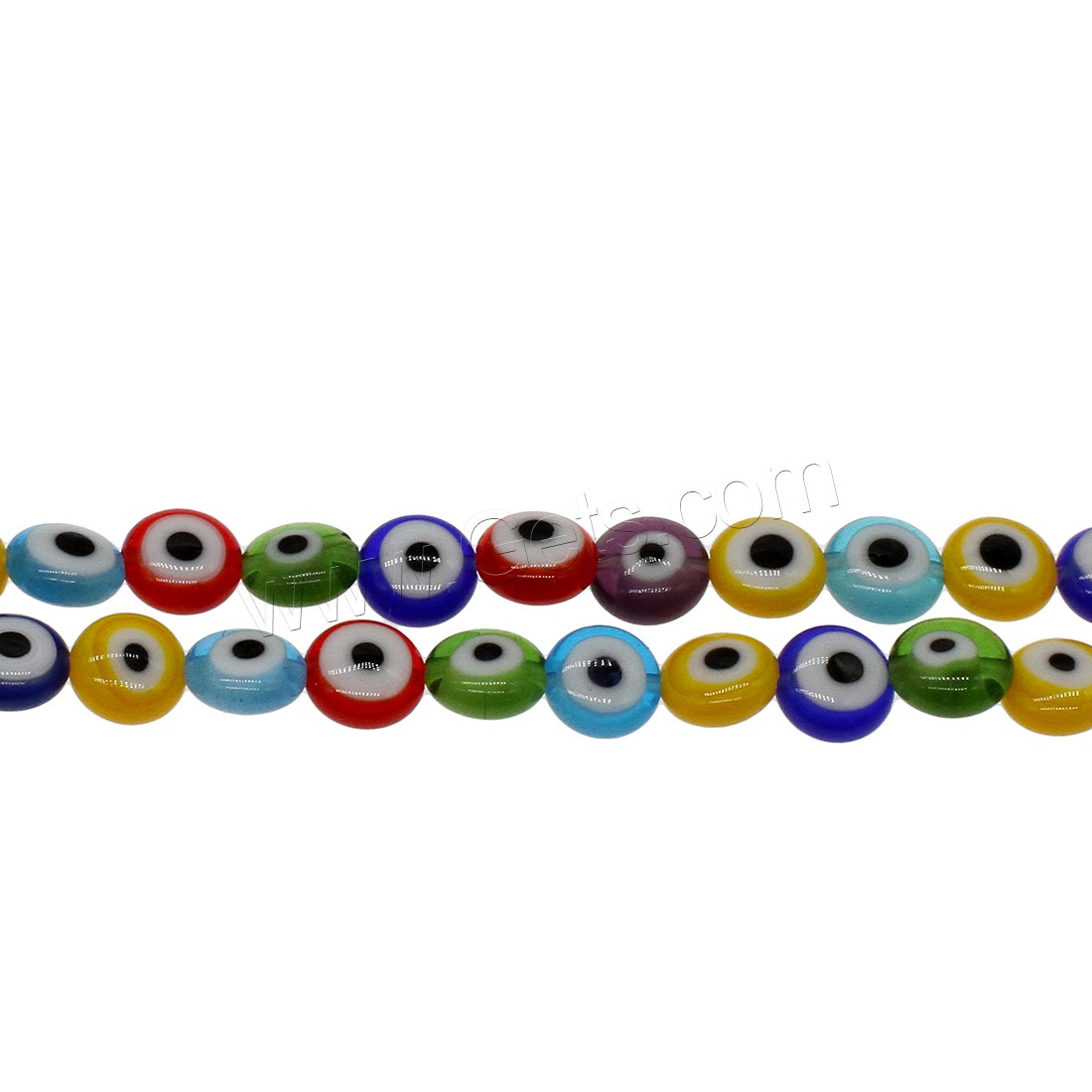 Evil Eye Lampwork Beads, Flat Round, evil eye pattern & different size for choice, mixed colors, Hole:Approx 0.8mm, Sold By Strand