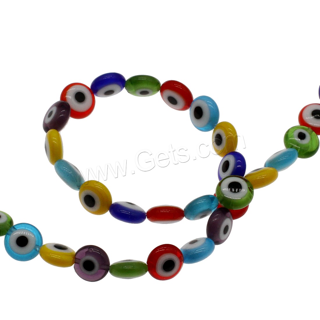 Perles de Murano Evil Eye, chalumeau, Plat rond, motif de mauvais œil & normes différentes pour le choix, couleurs mélangées, Trou:Environ 0.8mm, Vendu par brin