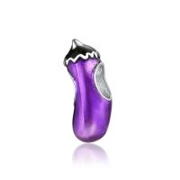 Enamel Zinc Alloy European Beads, Eggplant, silver color plated, purple, 10-15mm Approx 4-4.5mm 