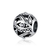 Rhinestone Zinc Alloy European Beads, Round, antique silver color plated, with rhinestone & hollow, 10-15mm Approx 4-4.5mm 