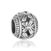Zinc Alloy European Beads, Round, antique silver color plated, 10-15mm Approx 4-4.5mm 