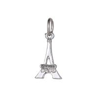 Colgantes de Europeo de aleación de cinc, aleación de zinc, Torre Eiffel, chapado en color de plata, con diamantes de imitación, 10-30mm, agujero:aproximado 4-4.5mm, 20PCs/Bolsa, Vendido por Bolsa