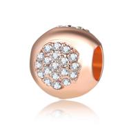Rhinestone Zinc Alloy European Beads, rose gold color plated, with rhinestone, 10-15mm Approx 4-4.5mm 
