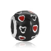 Enamel Zinc Alloy European Beads, silver color plated, 10-15mm Approx 4-4.5mm 