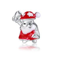 Enamel Zinc Alloy European Beads, Santa Claus, silver color plated, red, 10-15mm Approx 4-4.5mm 