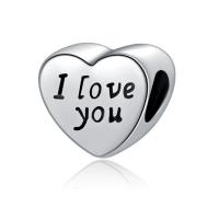 Enamel Zinc Alloy European Beads, Heart, silver color plated, 10-15mm Approx 4-4.5mm 