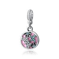 Zinc Alloy European Pendants, silver color plated, enamel & with rhinestone, 10-30mm Approx 4-4.5mm 