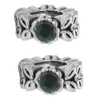 Rhinestone Zinc Alloy European Beads, antique silver color plated, with rhinestone, 10-15mm Approx 4-4.5mm 