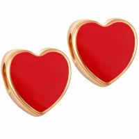 Enamel Zinc Alloy European Beads, Heart, plated, red, 10-15mm Approx 4-4.5mm 