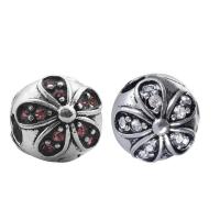 Rhinestone Zinc Alloy European Beads, antique silver color plated, with rhinestone 10-15mm Approx 4-4.5mm 