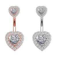 Stainless Steel Belly Ring, Heart, plated, micro pave cubic zirconia & for woman 