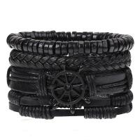 PU Leather Bracelet, with Zinc Alloy, plated, fashion jewelry & for man, 18cm Approx 7.08 