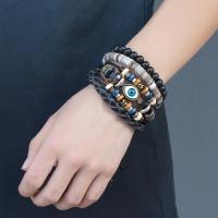 PU Leather Bracelet, with Zinc Alloy, plated, fashion jewelry & for man, 18cm Approx 7.08 