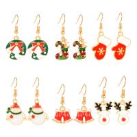 Zinc Alloy Drop Earring, brass earring hook, gold color plated, 6 pieces & Christmas Design & for woman & epoxy gel 