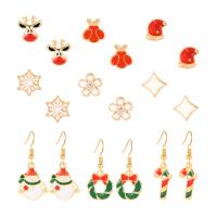 Zinc Alloy Earring, gold color plated, nine pieces & Christmas Design & for woman & epoxy gel 