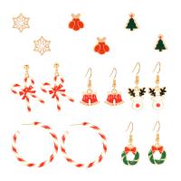 Zinc Alloy Earring, stainless steel post pin, gold color plated, 8 pieces & Christmas Design & for woman & epoxy gel 
